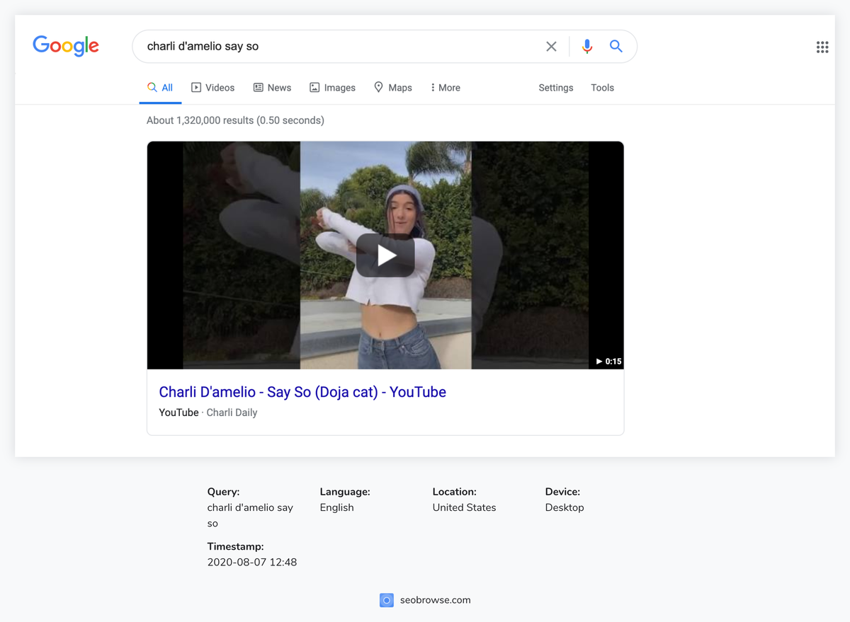 Google pushing only YouTube rips on queries for TikTok biggest stars is pretty awkward.Also, no mention of TikTok in the Knowledge Panel under social profiles. @JohnMu Google can do better here no? / bonus