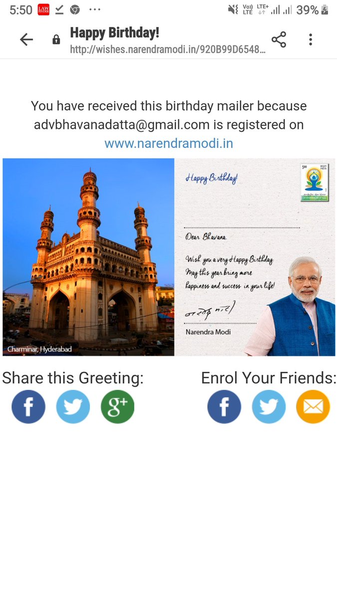 DattaAdv's tweet photo. @PMOIndia @narendramodi Respected  Prime Minister Modi ji, I am overwhelmed  by your great gesture of sending birthday  wishes to me ,very grateful 🙏 https://t.co/GQXXIaLUwr