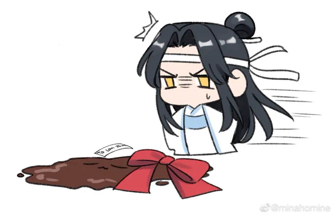 "二哥哥!你吃了我给你做的巧克力吗?"
"…融化了。"
"什么?!"
"重做了一个。"
"真的?!"
"…用了定型术。"
"哇!真不愧是我家的含光君!!" 