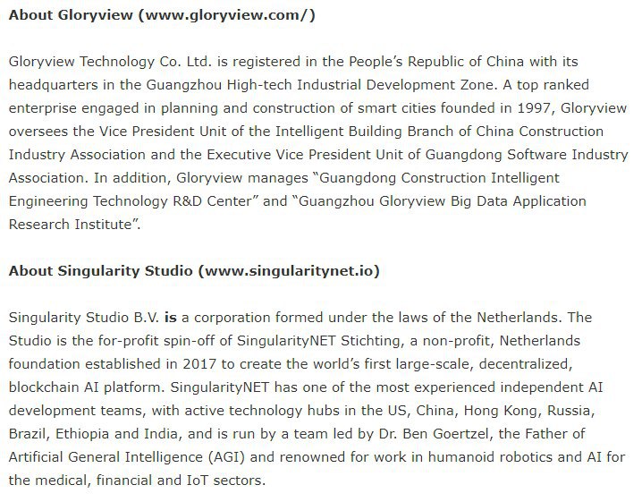 5/  $AGI | SingularityNet is partnered with Chinese GloryView for smart cities development. https://singularityai.io/en/singularity-studio-and-gloryview-technology-announce-greater-bay-ai-smart-city-strategic-partnership-at-china-guangdong-us-investment-cooperation-conference/ https://twitter.com/NagatoDharma/status/1291396334809952259?s=19