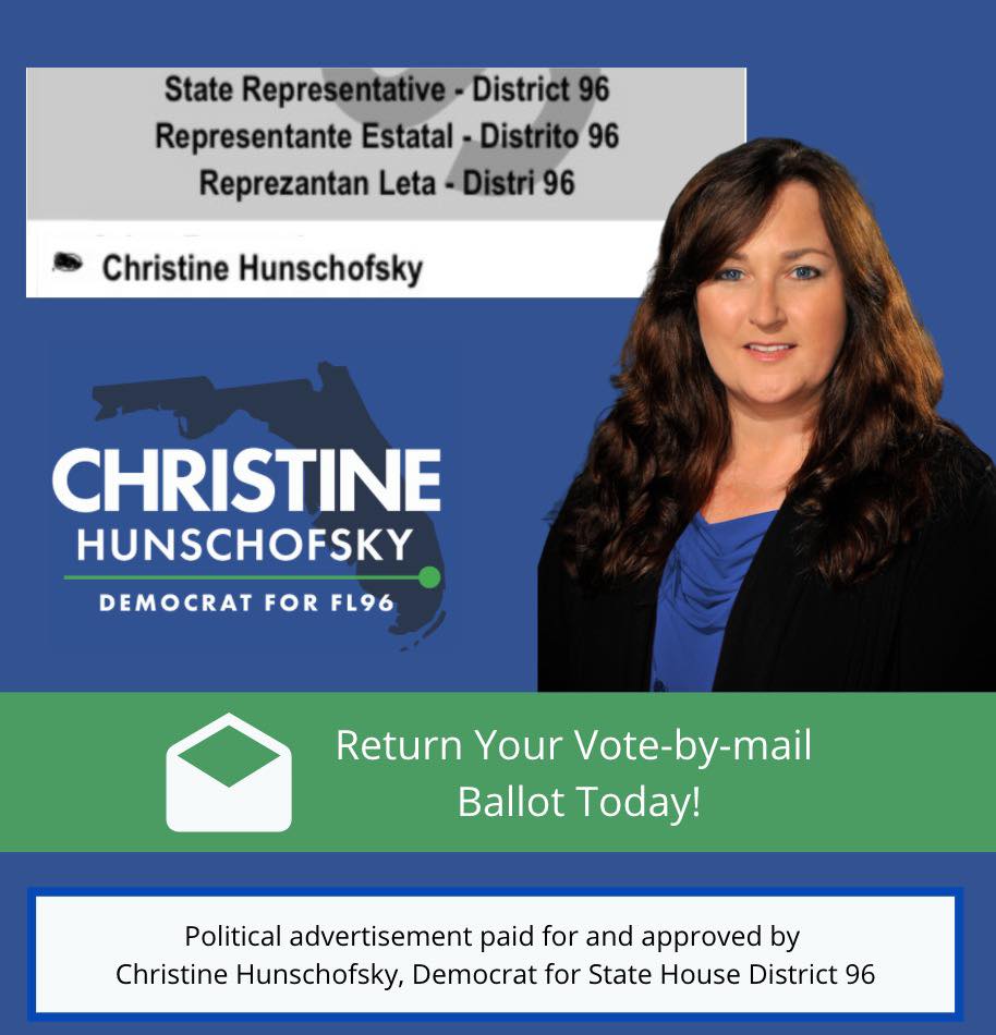 If you still have your vote by mail, please mail it back or you can drop it off at early voting which starts tomorrow. Thank you for your support! Here is a link to early voting sites and times browardsoe.org/Voting-Methods…