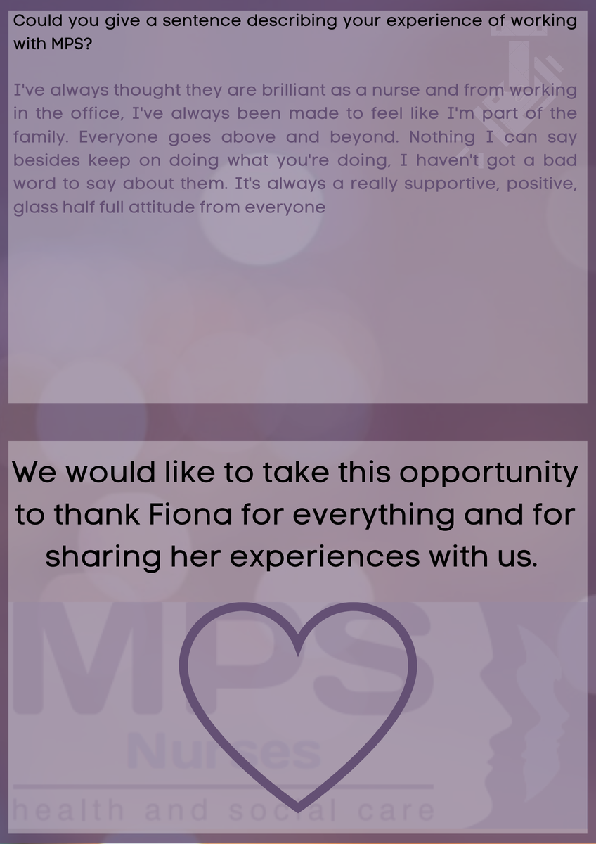 MPSHealthcare's tweet photo. Time to shine the light on another of our incredible nurses in our 'Spotlight Series'.
Today the spotlight is on Fiona 💜
Enjoy reading her experiences &amp; how she has coped.
We want to say a great big thank you for everything Fiona 💜

#SpotlightSeries #MPSNurses #Fiona #NRecW https://t.co/j8vPqb1J5I