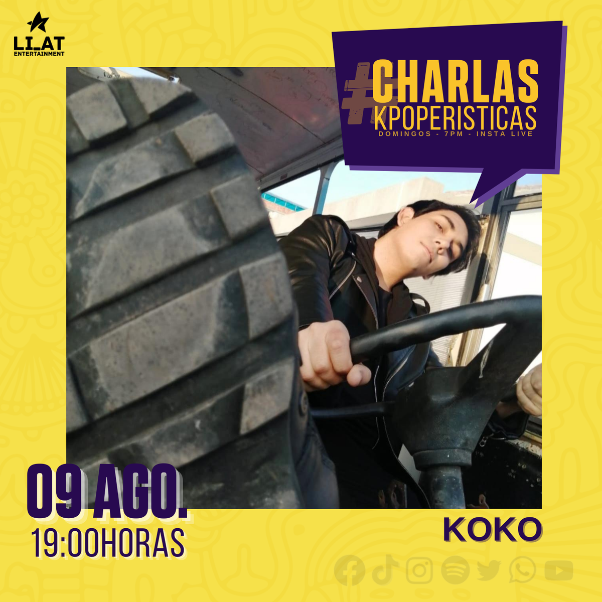 Li_atEnt's tweet photo. 🚀¡#CHARLASKPOPERISTICAS CON KOKO! 🥳
Este domingo 9 a las 7pm por Instagram (@li_atentertainment), hablaremos con Koko. Líder del grupo #kpopcover TITANS, ganador de KWF 2019 Perú y 2012 en Argentina, que lo llevó a presentarse en Corea. ¡Conectense este domingo! 😘🤙 https://t.co/SHfkH0LIsU