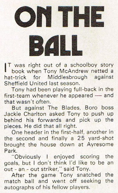 On The Ball #TonyMcAndrew #Middlesbrough #Shoot! 1976-06-19
