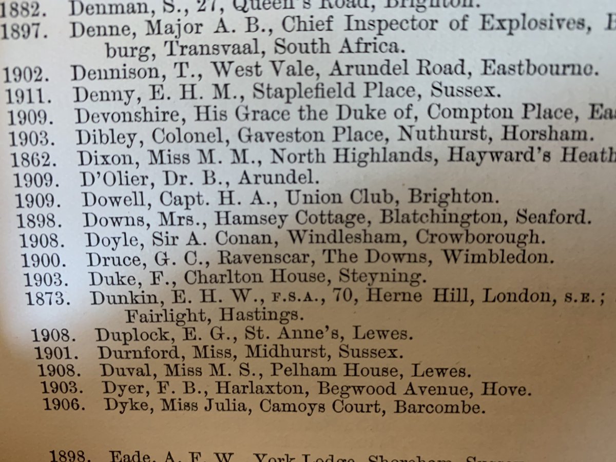 Snapshots of the list of the members of  @sussex_society in 1911. Spot a couple of famous names!