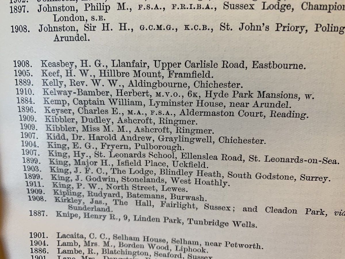 Snapshots of the list of the members of  @sussex_society in 1911. Spot a couple of famous names!