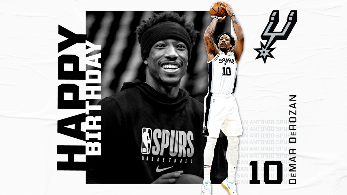 spurs's tweet image. Join us in wishing @DeMar_DeRozan a Happy Birthday! 🎉🎂🎈