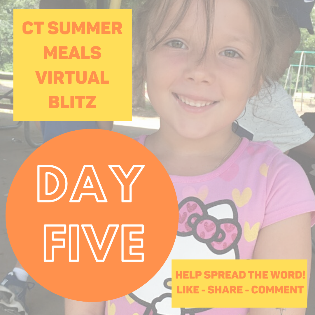 CTSummerMeals's tweet photo. It's DAY 5 of the #ctsummermeals #VirtualBlitzWeek! This week would not have been possible without your willingness to share with your online communities. THANK YOU! Let's end this week strong! Join the #VirtualBlitzCT here: https://t.co/JDejzPzeRB #endhungerct https://t.co/wr8J49ZETk