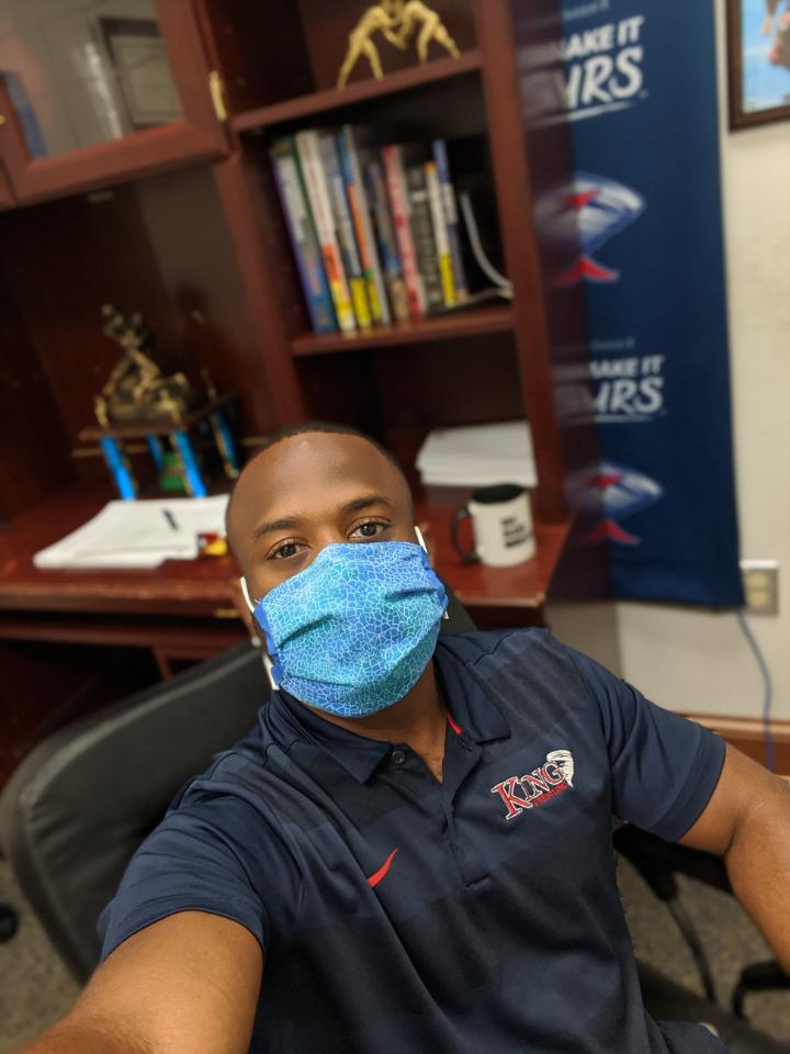 KingAthletics's tweet photo. Head @KU_MenWrestling coach Deral Brown wants to get back on the mat this year. #MaskUpToPlay #LeadServeAchieve https://t.co/XeF2NltiQo