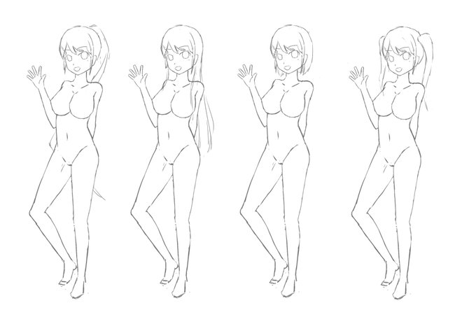 なんとなくうちの子デザインしてた。髪型に迷う⋯ 