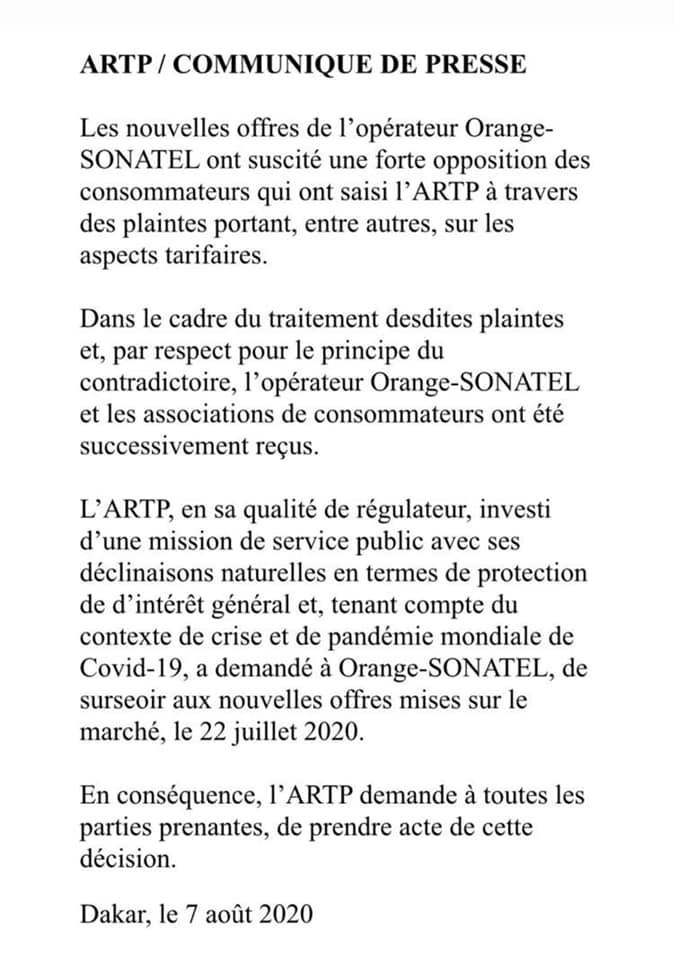 Suite à notre réunion d’hier où ont pris part la TEAMBOYCOTT, les associations de consommateurs avec l’ARTP par vidéo_conf, l’ARTP a décidé de passer à l’attaque et d’annuler tout bonnement et simplement les nouvelles offres de @orange_sn #kebetu #BoycottOrangeSn #Senegal