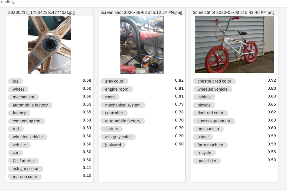 Writeforlaughs's tweet photo. I just learned how to classify images using @IBMWatson in the #Coursera course by @polonglin and @aklson_DS ...apparently there is a 59% probability that my bike is a farm machine. #mongoose #oldschool #bmxbike https://t.co/L6rv4V6AIw