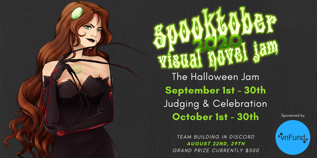 VNDevtalk's tweet photo. Spooktober VNJam is coming!  Come join us this September to prep for the best holiday of the year: Halloween! 

https://t.co/vZAA7eUkuS

#visualnovel #gamedev https://t.co/QKgUJXDwNu