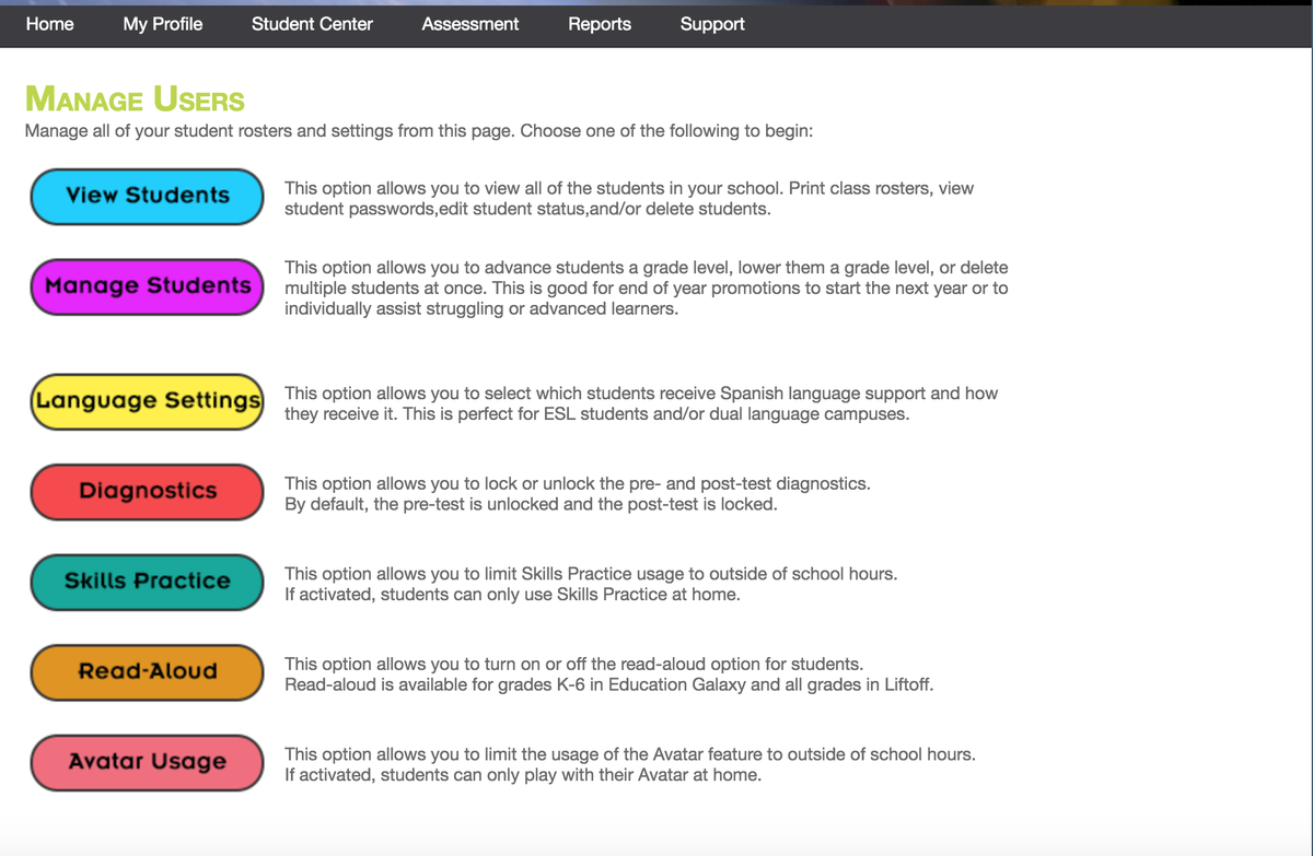 Did you know all of our K-6 content is available in both English &amp; Spanish? Under the "Manage Users" tab, you can choose whether to allow students to toggle back-and-forth between English &amp; Spanish, or to see questions in only English or Spanish!