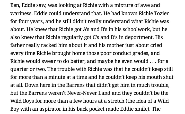  #ccITstv skfnfkg eddie goes on for five or six more paragraphs thereafter to Wonder about Richie Tozier