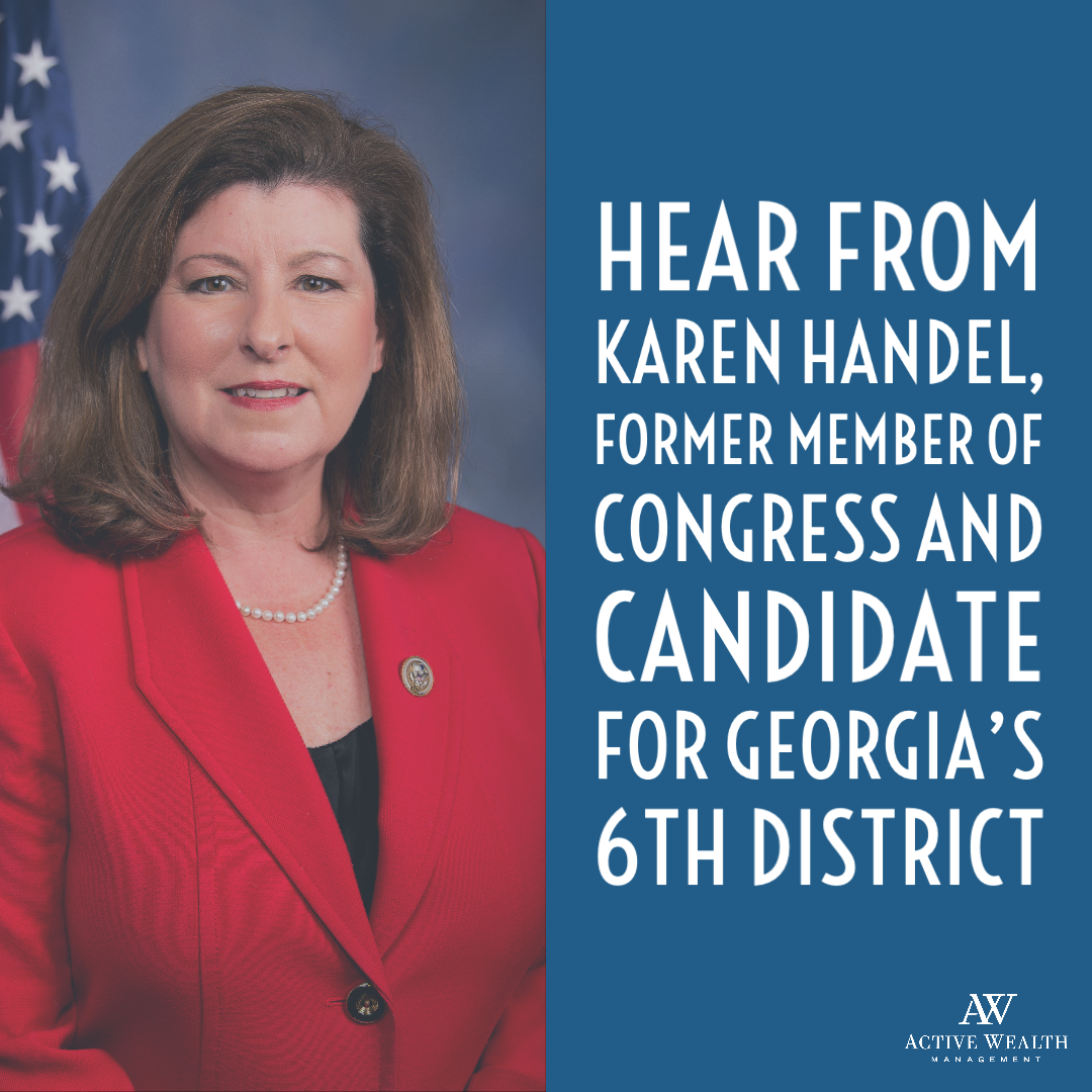 activewealthm's tweet photo. We are very excited to have Karen Handel, Candidate for Georgia's 6th District, join The Active Wealth Show this week! Don't miss this interview! Tune in on Saturday from 12-1 PM on AM 920 The Answer. #activewealth #activewealthshow #gop #election https://t.co/x5TQAvGH3W