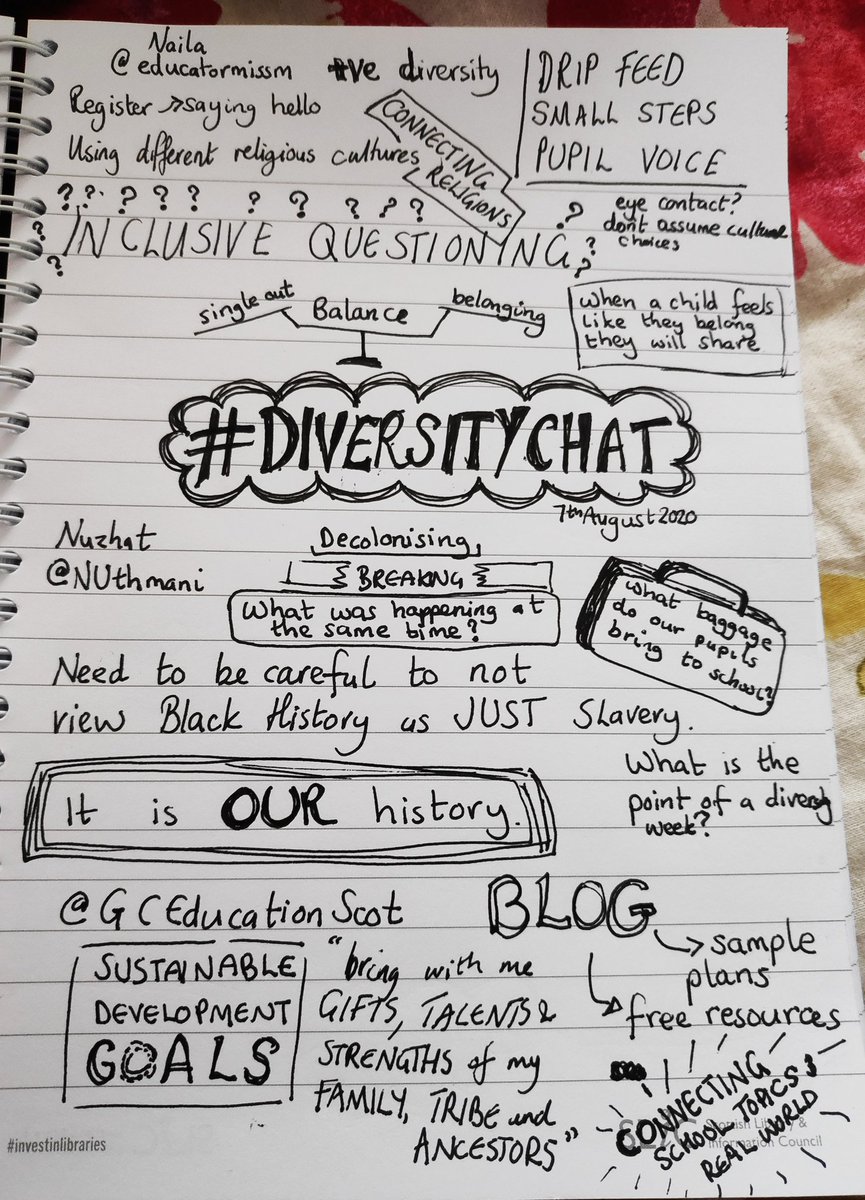 MrsKirstBarrett's tweet photo. Thank you to @NUthmani @UnitedLearners @9thCultureGal @educatormissm 
Loved listening in to your #diversitychat 
Great way to end the summer holidays https://t.co/IcPq7eikyt