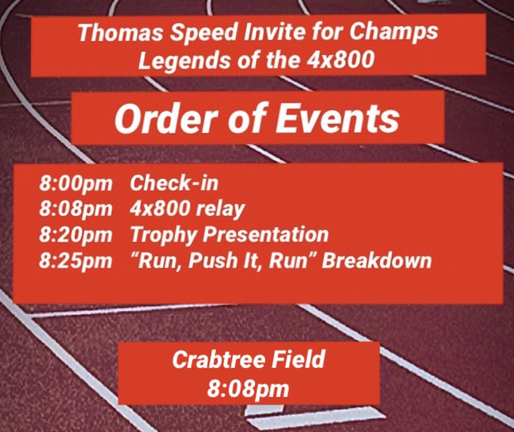 Josh_JC_Cook's tweet image. Order of events for tonight. 
⚠️The meet has been moved to the MS Track!⚠️ 8:08pm