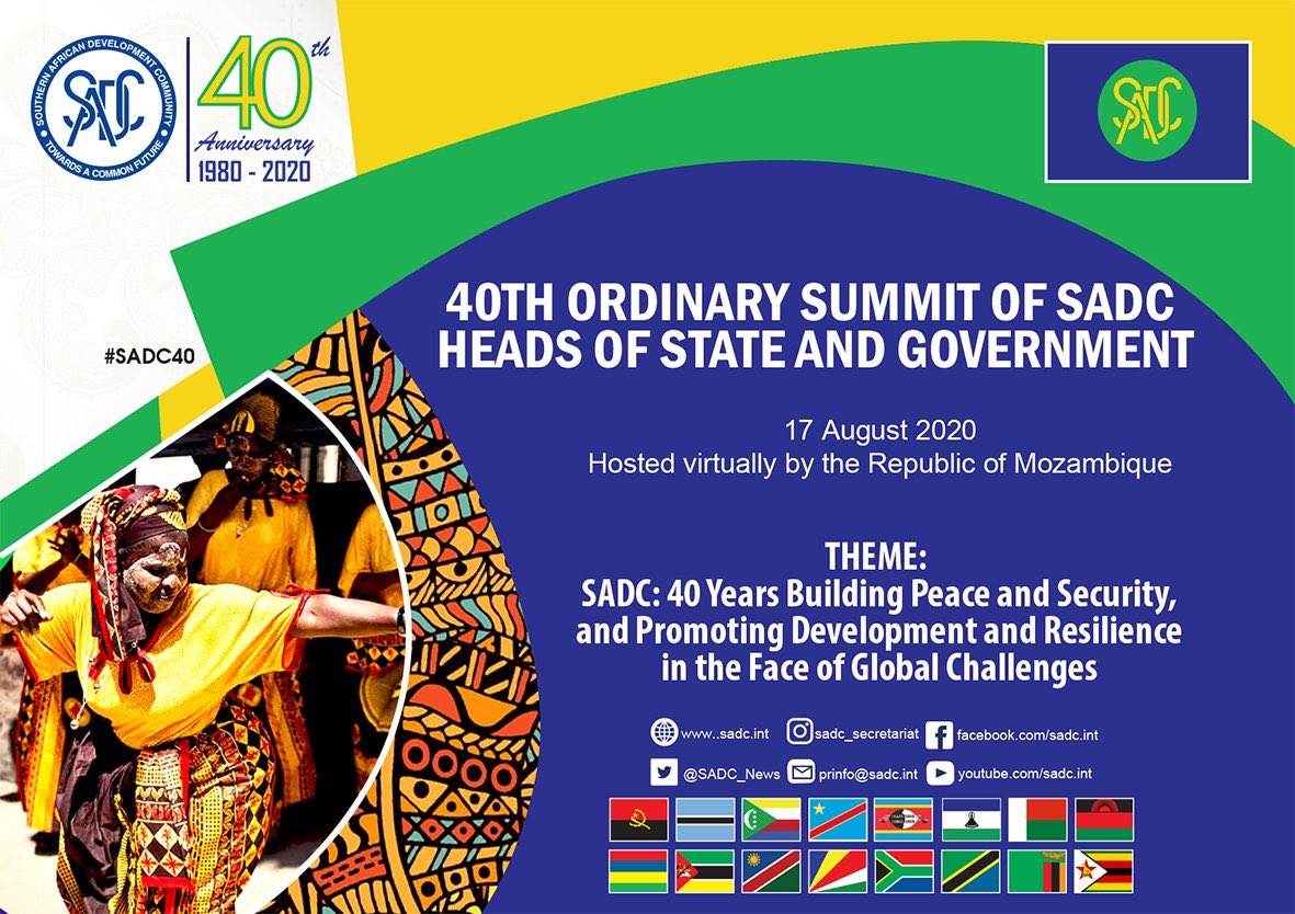 40th ordinary summit of SADC Heads of State and government 

40 years building peace and security