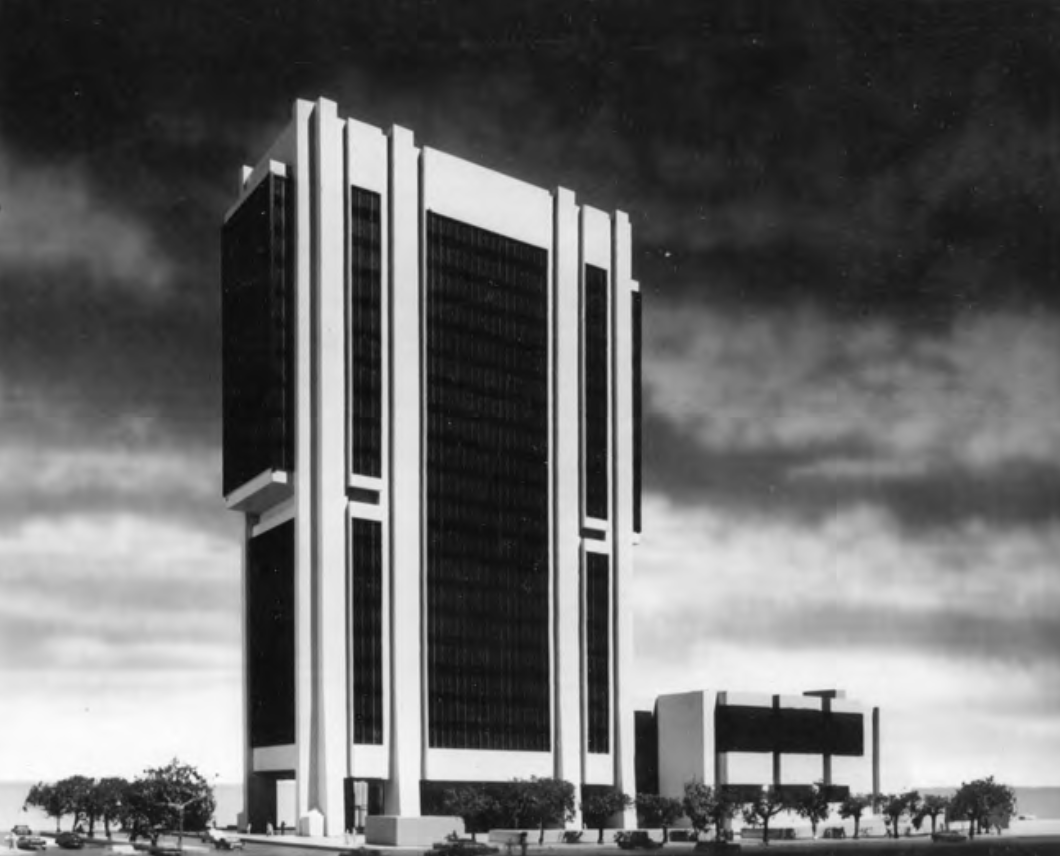 This project was emblematic of the racial liberalism of the CRM at this time: a promised boost to Harlem through government action, backed by local power brokers. It was designed by a Black firm, Ifill, Johnson & Hanchard (the low part was by Philip Johnson's firm. Yup.). 5/