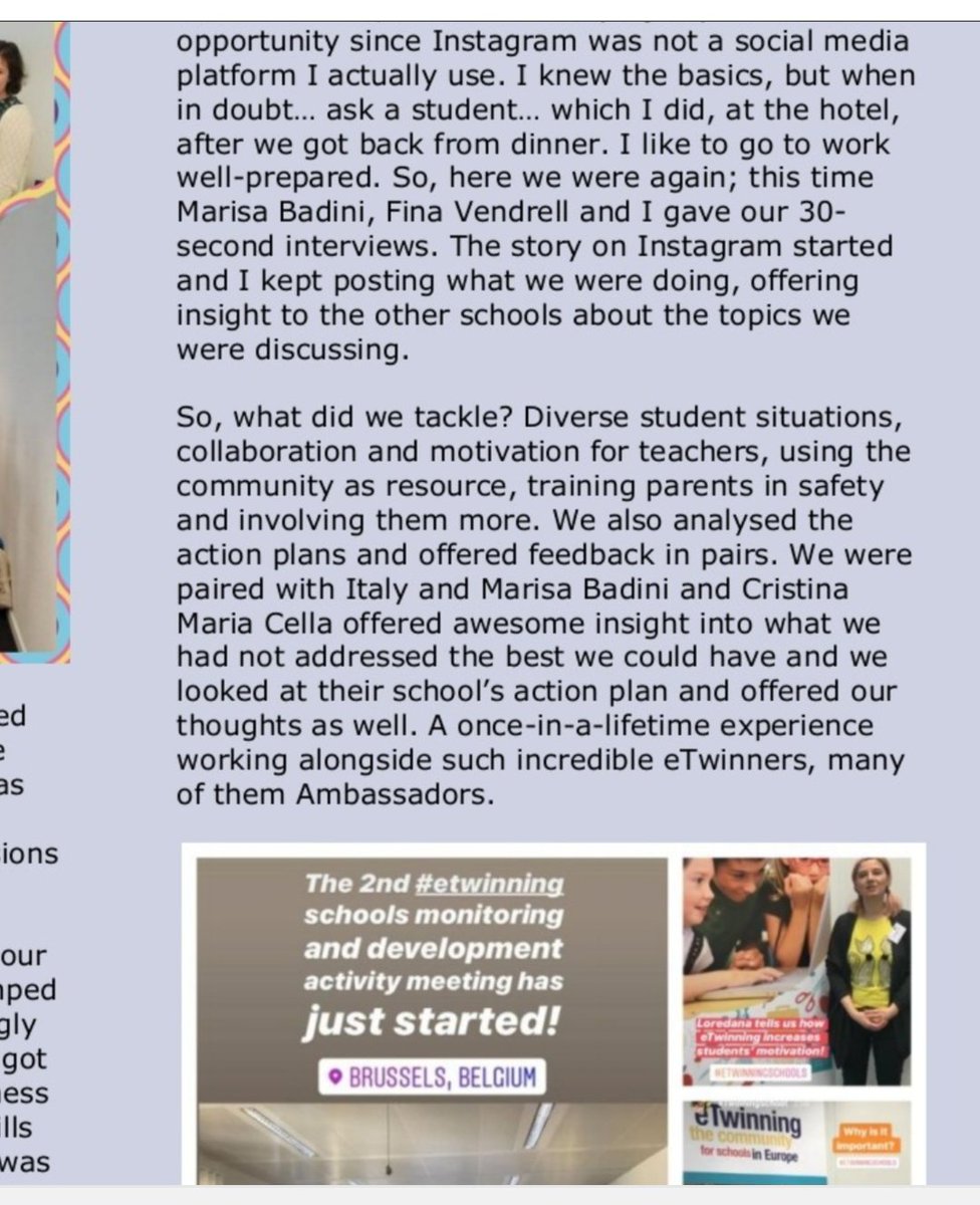 Thanks <a href="/loreuab/">Lore P.</a> for the article about out Group work "eTwinning Schools Monitoring and Development Activity" .Thanks <a href="/DanielaArghir/">Daniela Bunea</a> for your Newsetter and to <a href="/eu_schoolnet/">European Schoolnet</a> <a href="/eTwinningEurope/">eTwinningEurope</a> <a href="/eirpateraki/">Irene Pateraki</a> gir the great opportunity!!
<a href="/eTwinning_Ita/">eTwinning Italia</a> 
<a href="/ErasmusPlusInd/">Erasmus+ INDIRE</a>