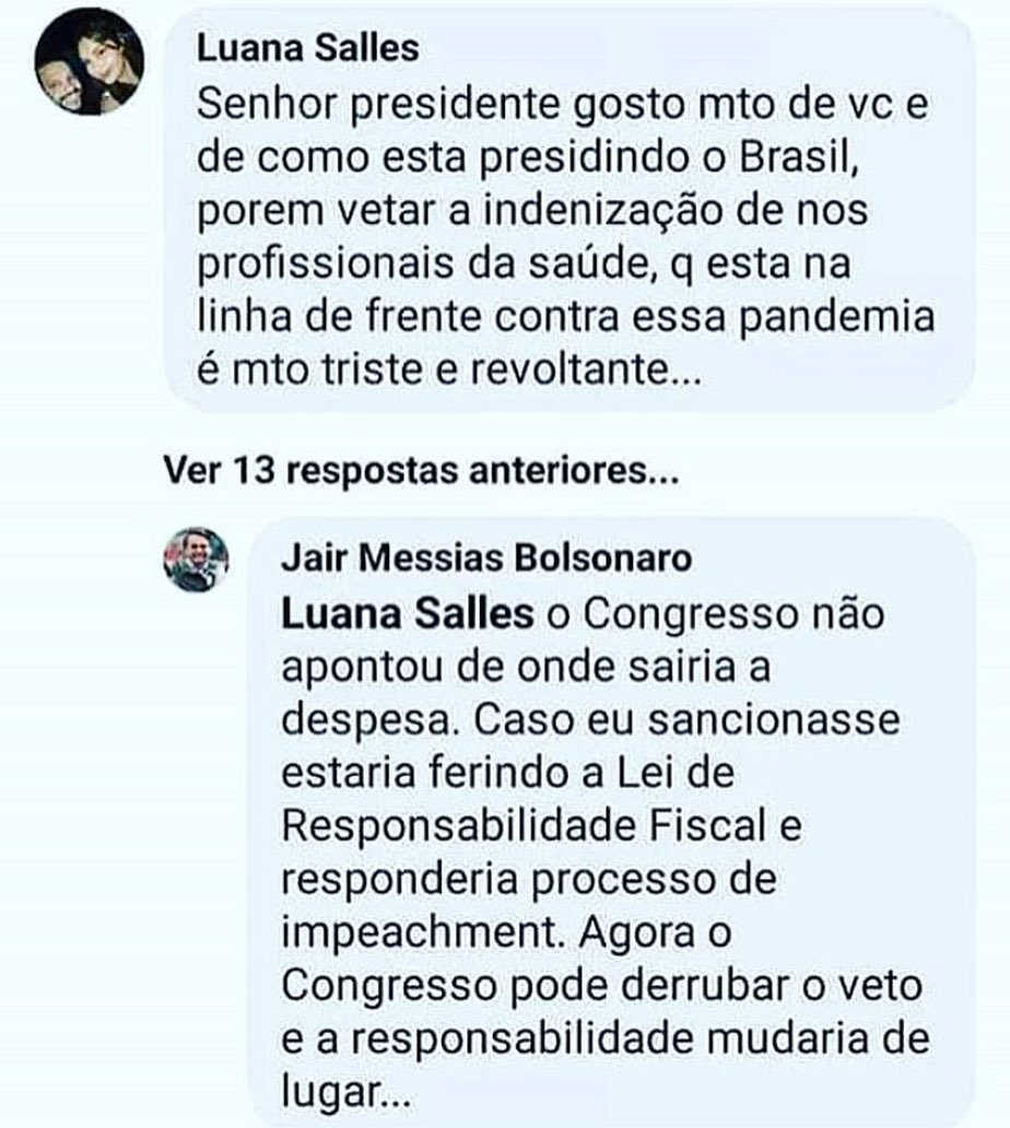 BolsonaroSP's tweet photo. Entenda porque @JairBolsonaro vetou indenização a profissionais da saúde incapacitados na pandemia:

Este projeto foi aprovado pelo Congresso sem indicação da fonte do dinheiro. Se sancionado, o Presidente estaria sujeito a Impeachment por violar a Lei de Responsabilidade Fiscal. https://t.co/lyTYPry2te