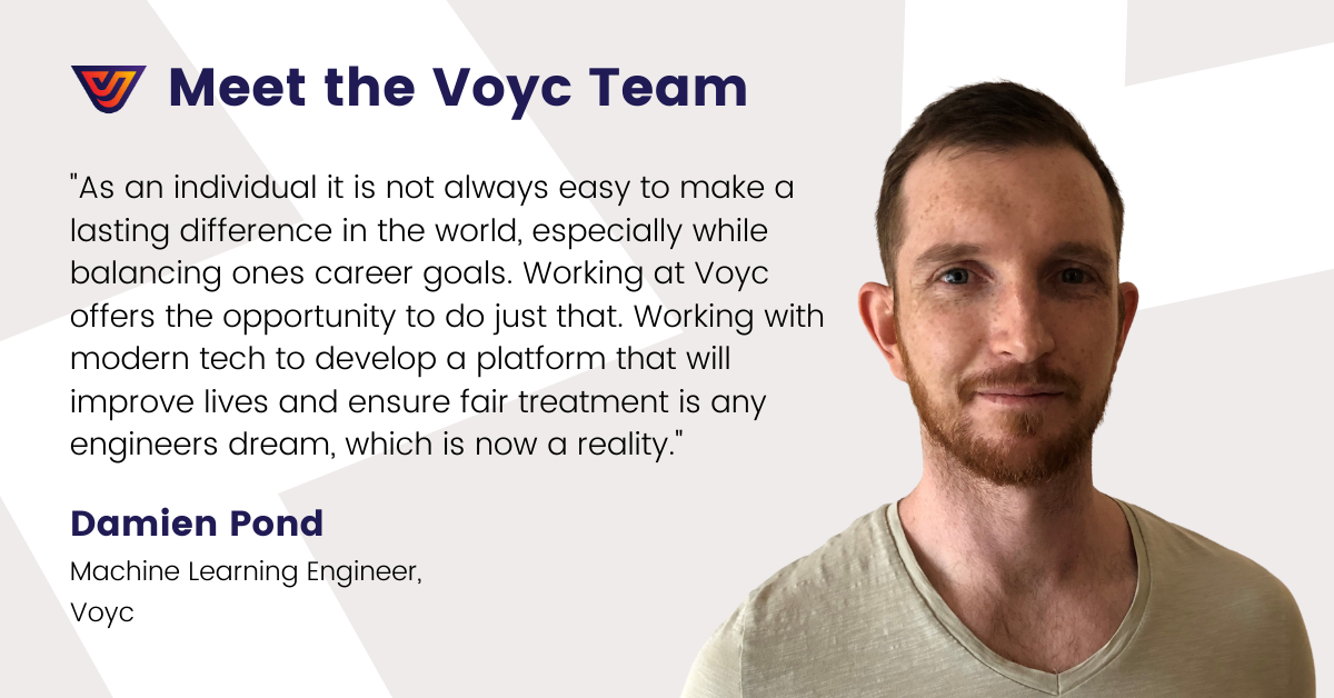 Voyc (@voyc_ai) on Twitter photo Meet Damien, who has just completed his first week at Voyc.
Q: Voyc is on a mission to ensure that companies and their customers are treated fairly. Why did you join this mission?
#ai #fintech #CustomerCare Meet Damien, who has just completed his first week at Voyc.
Q: Voyc is on a mission to ensure that companies and their customers are treated fairly. Why did you join this mission?
#ai #fintech #CustomerCare