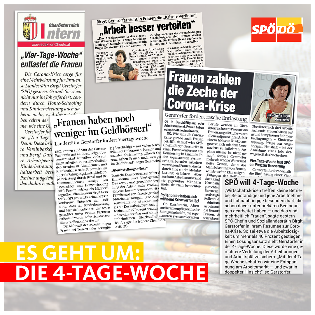 spooe's tweet photo. Frauen werden von #Corona härter getroffen: Sie müssen #Homeschooling und #Homeoffice stemmen, arbeiten häufiger in #systemrelevant|en Jobs und sind trotzdem stärker von Arbeitslosigkeit betroffen.
Wir brauchen ein Umdenken: Wir wollen die 4-Tage-Woche.
#spooe #4tagewoche #spoe https://t.co/5EzySMOsNn