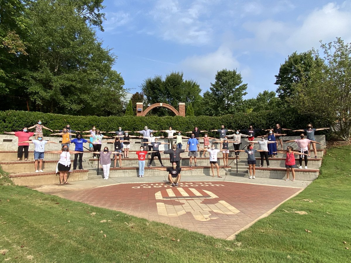 All masked up and 6 feet apart and ready for great school year. We can do this. #WoodwardStrong ⁦<a href="/WoodwardAcademy/">Woodward Academy</a>⁩