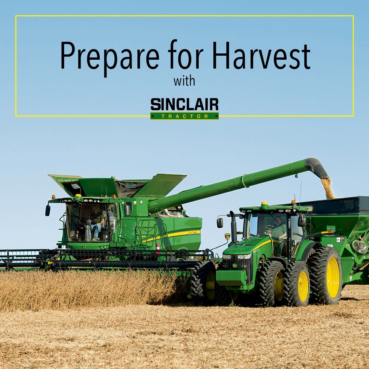 Save time and money this fall by being prepared for harvest with Sinclair Tractor. Schedule your combine and tractor inspections today to ensure your equipment is ready for harvest.