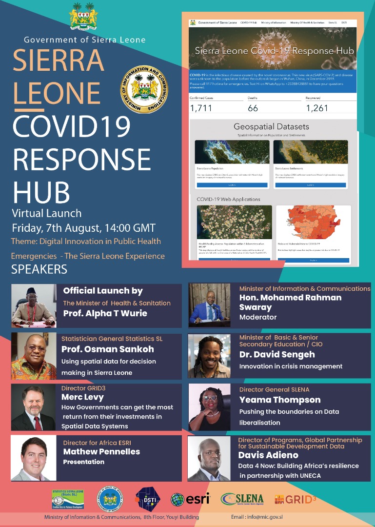 Victor (@vickypax) on Twitter photo Govt of Sierra Leone launches her Covid19 Hub, a geospatial data infrastructure to enhance data access for decision making. Brokered through <a href="/Data4SDGs/">Global Partnership</a> <a href="/ECA/">Earthquake Country Alliance</a> initiative; country-led by <a href="/SLMIC3/">Ministry of Information and Communication SL</a>, <a href="/mohs_sl/">MoH</a>, <a href="/stats_sl/">StatsSL</a> <a href="/DSTISierraLeone/">Directorate of Science, Technology & Innovation</a> <a href="/NewsSierra/">Sierra Leone News Agency</a> with support from <a href="/grid3global/">GRID3</a>,<a href="/Esri/">Esri</a> Govt of Sierra Leone launches her Covid19 Hub, a geospatial data infrastructure to enhance data access for decision making. Brokered through <a href="/Data4SDGs/">Global Partnership</a> <a href="/ECA/">Earthquake Country Alliance</a> initiative; country-led by <a href="/SLMIC3/">Ministry of Information and Communication SL</a>, <a href="/mohs_sl/">MoH</a>, <a href="/stats_sl/">StatsSL</a> <a href="/DSTISierraLeone/">Directorate of Science, Technology & Innovation</a> <a href="/NewsSierra/">Sierra Leone News Agency</a> with support from <a href="/grid3global/">GRID3</a>,<a href="/Esri/">Esri</a>