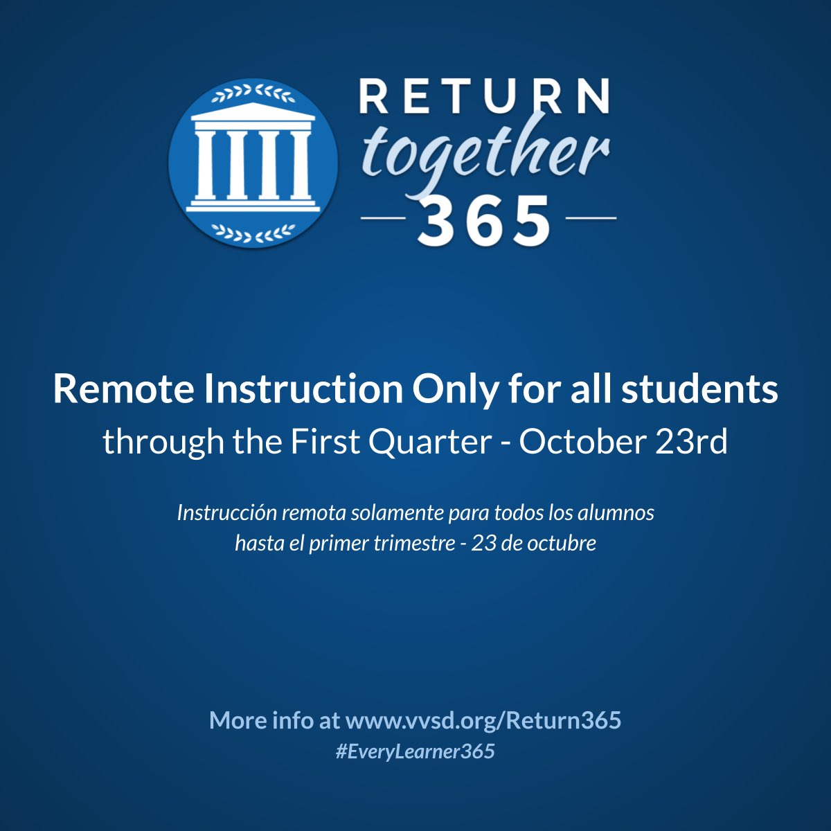 HonortheRaiders's tweet image. VVSD announced last night that we will begin the school year with full remote learning. Please go to vvsd.org/Return365 for more information. #EveryLearner365 #HonorTheRaiders