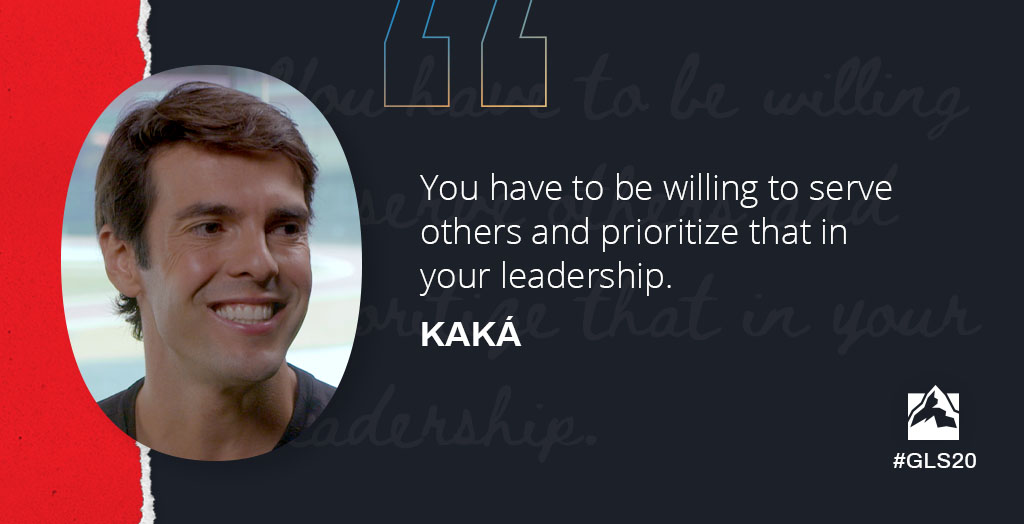 GLNsummit's tweet photo. "You have to be willing to serve others and prioritize that in your leadership.” @kaka #GLS20 https://t.co/cGV40nn2Fy