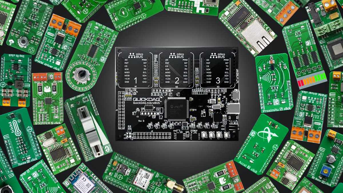 Hacksterio's tweet photo. .@embeddetech's QuickDAQ.mikroBUS aims to bring no-code, microcontroller-like IO to all computers. 

🚀 Now on Hackster Launch with @groupgetscom! https://t.co/LelszucVjA https://t.co/NAZvDFkBM1