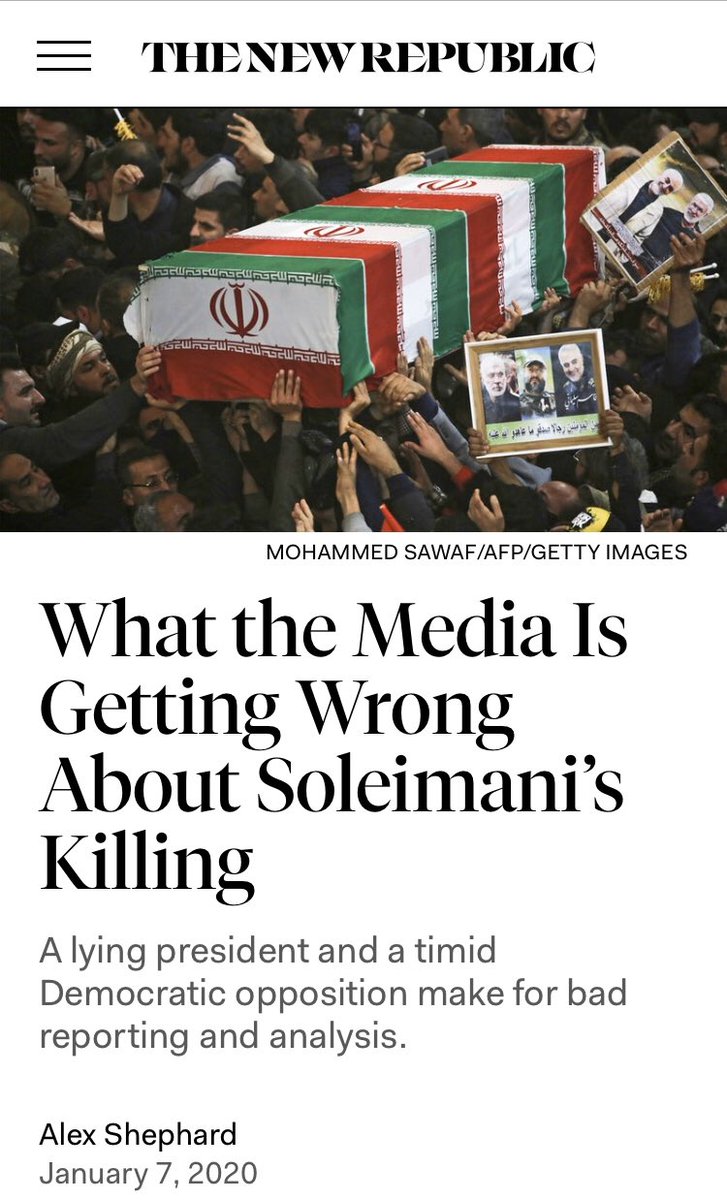  @newrepublic really ties themselves in knots here trying to explain that conservative media refuses to confront the facts about the passing of Cain, a cancer survivor, while mainstream outlets aren’t being tough enough on Trump’s decision to kill a terrorist.