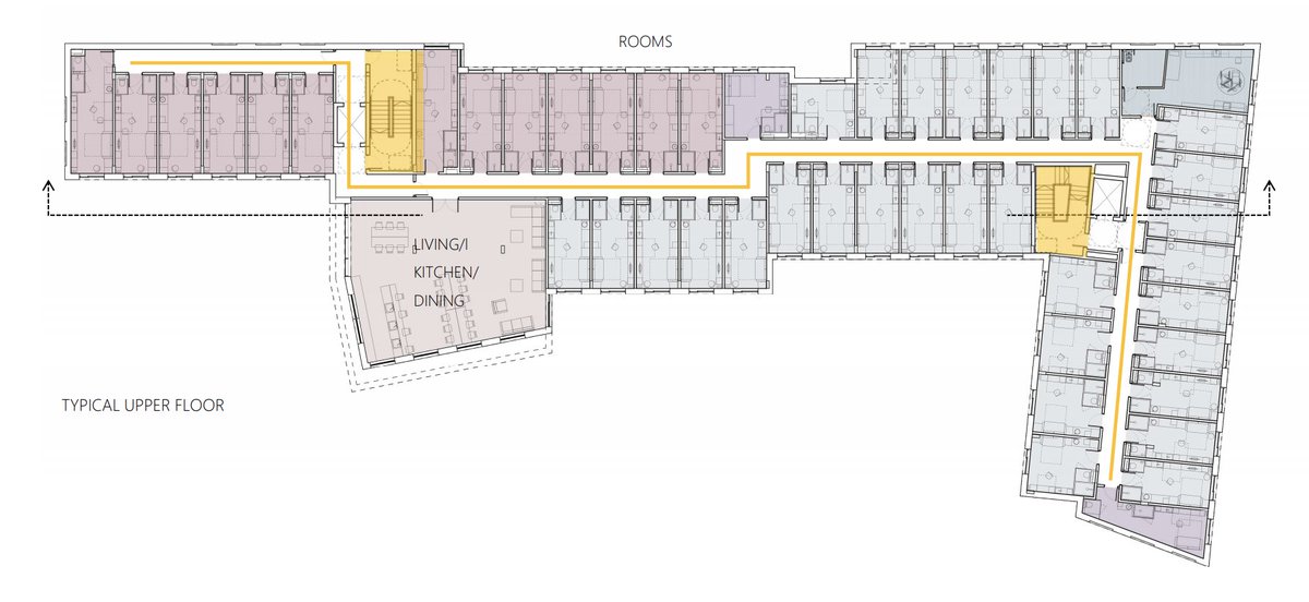 Here’s the sample floor plan they provide. 46 rooms all sharing a single kitchen, living, and dining area. 2/