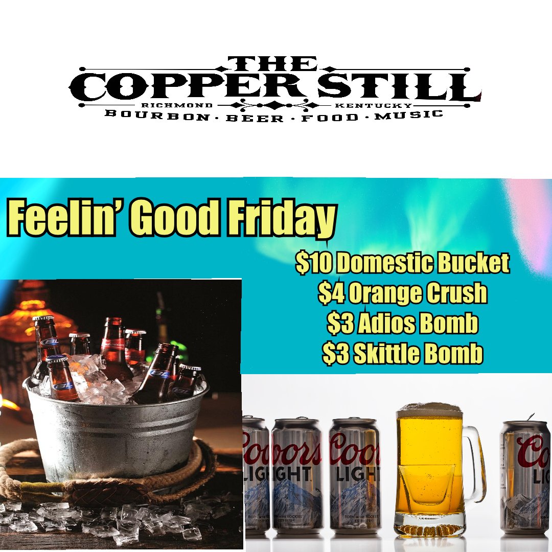 A bucket of domestic beer sounds like the best option for starting the weekend! Come on down to The Copper Still for some food and drinks today! #TheCopperStill #FeelinGoodFridays