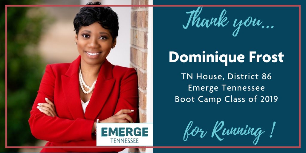 EmergeTN's tweet photo. We are so proud of our Emerge Alumna Dominique Frost who ran for office! In the state that gave women the right to vote 100 years ago, you made the Suffragists and Emerge proud!
#emerge
#emergetn
#whysheruns https://t.co/fVxOQohp3y
