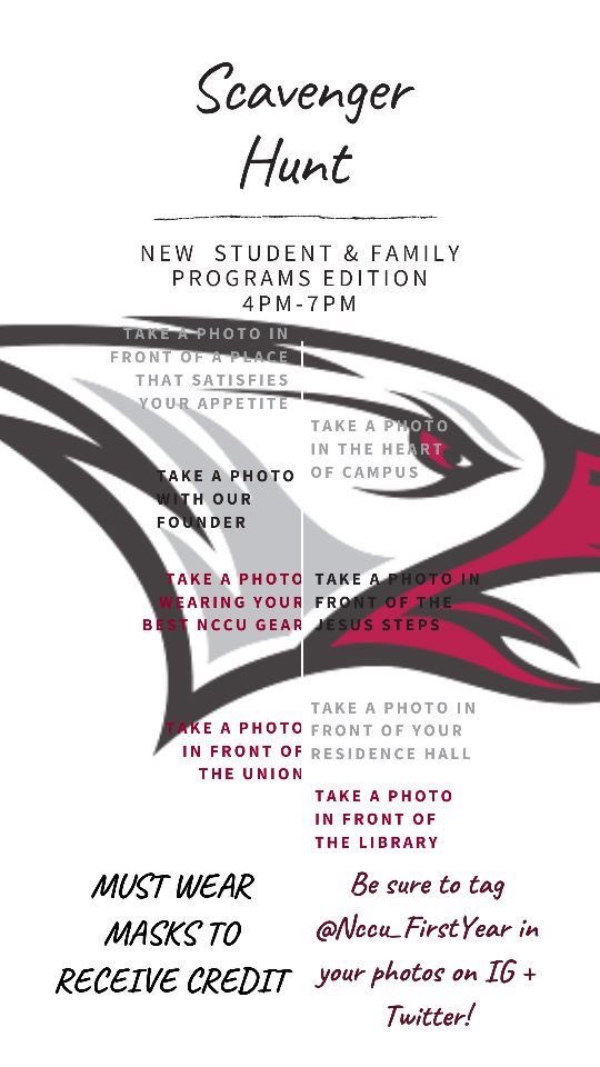 I Spy With My Little Eye... 🦅🦅
How comfortable are you on NCCU Campus!! Join NSFP in a Virtual Scavenger Hunt #NCCU #NCCU24