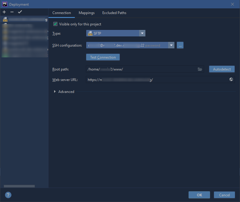VPashovski's tweet photo. @phpstorm I'm using standard SFTP Deployment configuration provided from PhpStorm. I'm not using any 3rd party software. https://t.co/qKJXFoRKfM