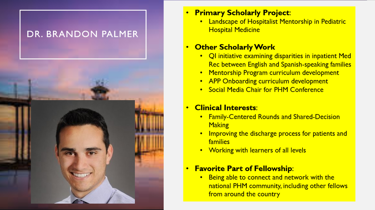 CHLA_PHMFellows's tweet photo. Next up: Dr. Brandon Palmer (@PalmerPHMDoc). In Fellowship, he has:
✅Given an oral presentation at @PHMConf (#PHM19)
✅Completed Leadership Course
✅Getting his Masters in Academic Medicine @usc
✅Had an "In Suspicion" accepted to Peds in Review
#CHLAPHM #MeetOurFellows https://t.co/V8Fqy0bMPd