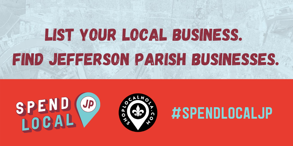 JEDCO_News's tweet photo. Help residents find your local business by listing it with @ShopLocalNola! We partnered with this awesome website to promote our small local businesses through the #SpendLocalJP initiative! 

https://t.co/vQLuyGqSF2 https://t.co/c9lxtlZ4lp