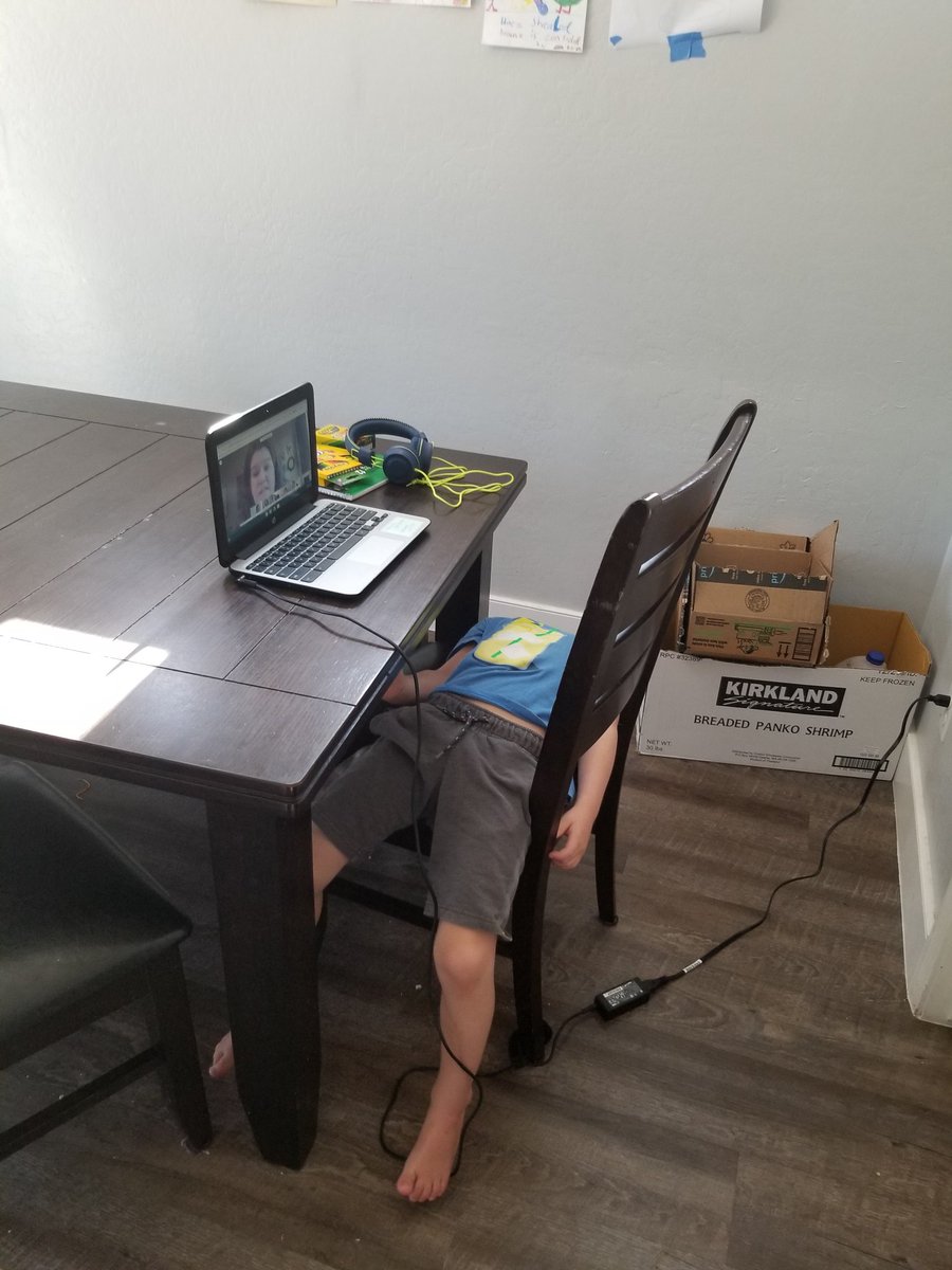 karajmcdowell's tweet image. My Kindergartner on a 40 minute video call is a total mood.