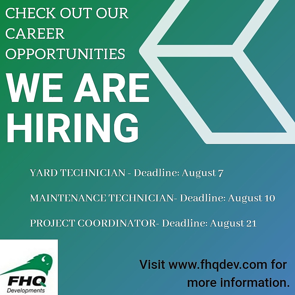 FHQDev's tweet image. Today is the deadline for the Yard Tech. positions. 

We also have a Maintenance Tech. and Project Coordinator position deadlines coming up.

Apply today: fhqdev.com 

#TokataHRSolutions #FHQDEV #applyonline  #Indigenous #engineers #wearehiring #fridaymotivation