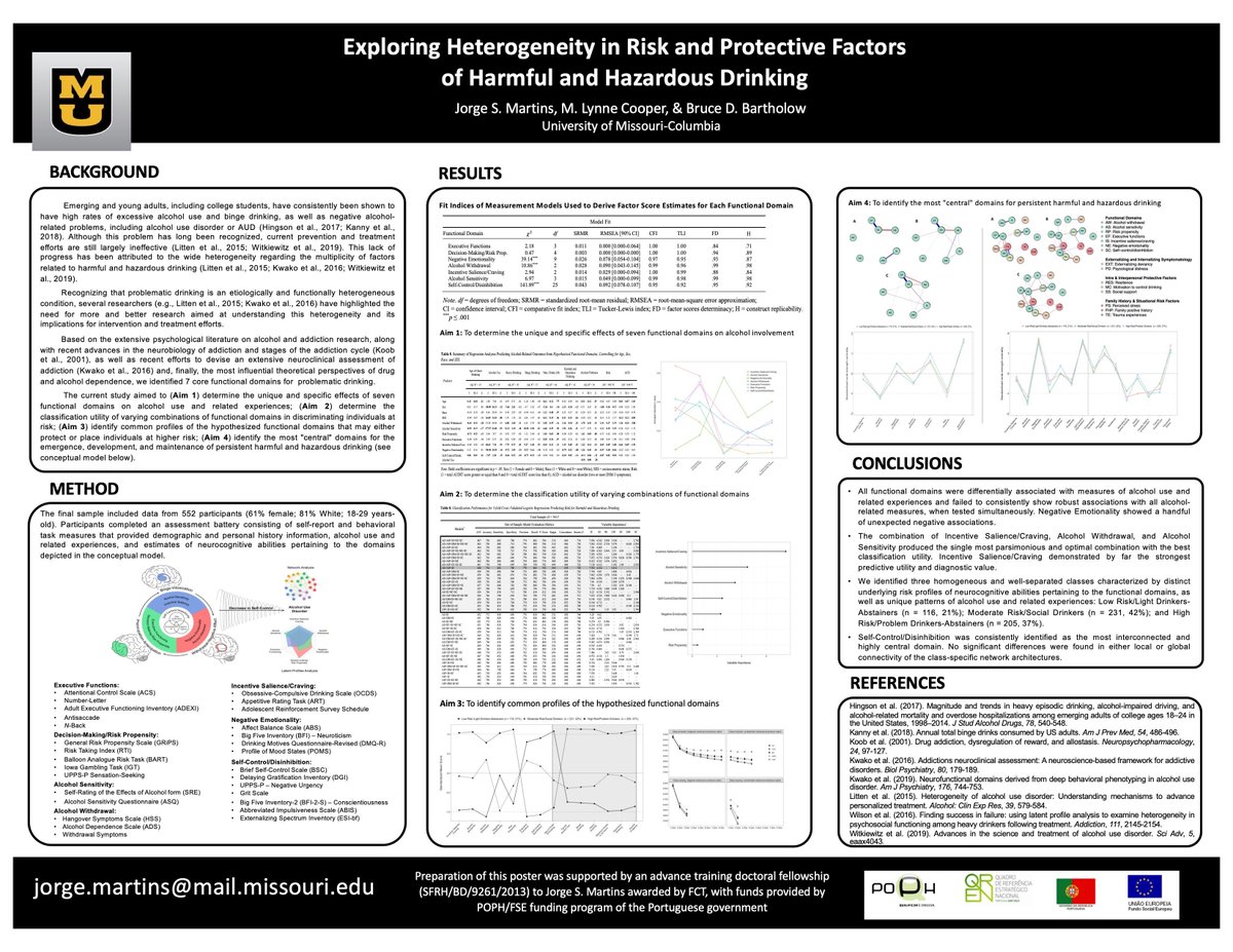 apadivision50's tweet photo. "Exploring heterogeneity in risk and protective factors of harmful and hazardous drinking" by Jorge S. Martins from Yale University @jorgescmartins #AddictionPosters2020 #APA2020 https://t.co/Fuj6XvJdcB