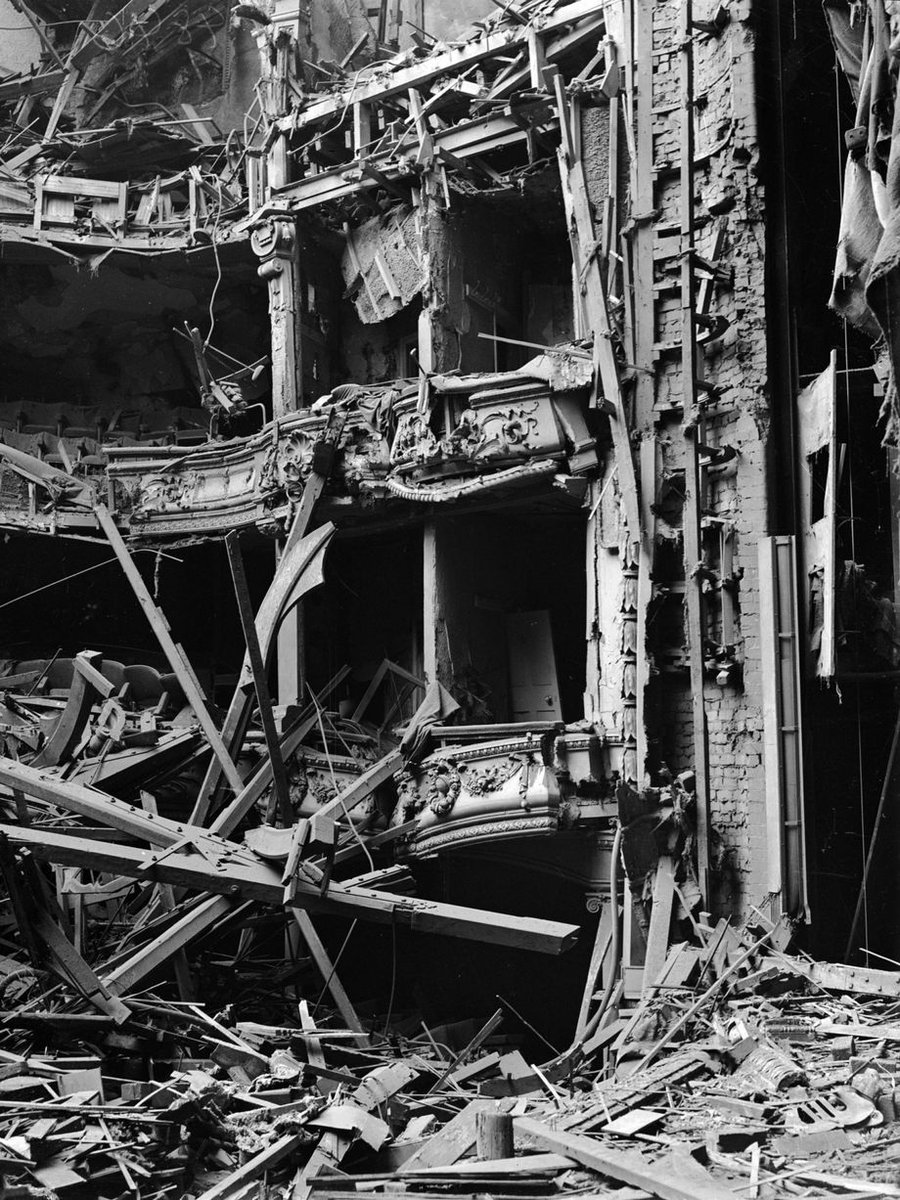 In April 1941 the city centre was targeted. New Street and the Bull Ring, including St Martin’s Church, were badly damaged. The Midland Arcade was completely destroyed as was the Prince of Wales Theatre which stood on Broad Street where Symphony Hall is now.