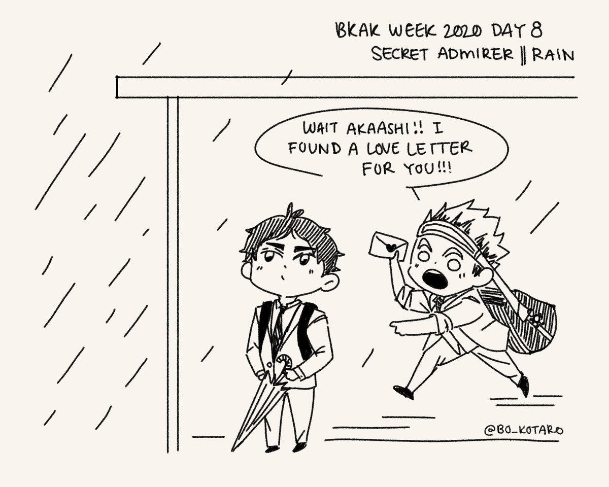 #BOKUAKAWEEK DAY 8 LITTLE KNOWN FACT I ACTUALLY WROTE A LOT OF "LOVE LETTERS" FOR AKAASHI BACK IN HIGH SCHOOL HA HA HA!!!! WERENT THEY THE BEST?!! 