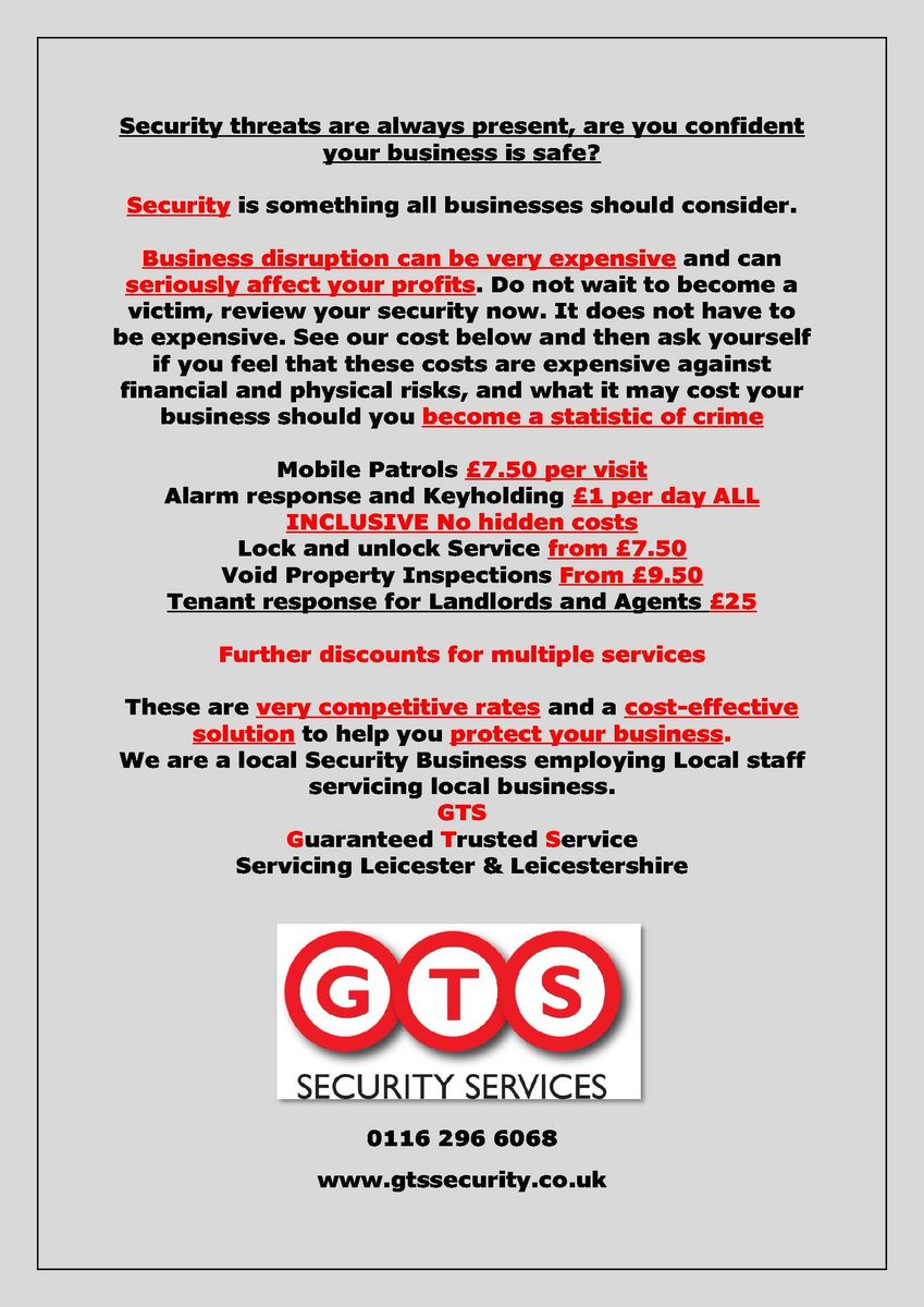 Guaranteed Trusted Service, Fully Transparent &amp; Evidenced.  Preventing Harm &amp; Loss - Eliminating Risk, £1 per Day Fully Inclusive, Including All Call Outs.