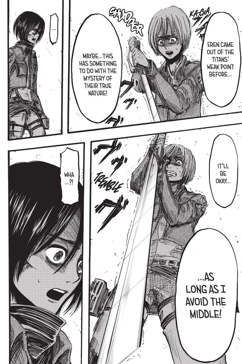 ff the trost event. armin was the one who had this crazy idea to stab eren's titan neck to wake him up. idk how did he figure that out. i guess it's only natural for a genius like armin.