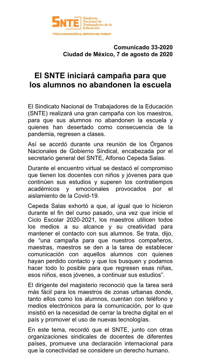 palomitarelowde's tweet photo. El ⁦@SnteNacional⁩ iniciará campaña para que los alumnos no abandonen la 🏫 así lo estableció su Secretario General,  Maestro 👨🏽‍🏫#AlfonsoCepedaSalas #SNTE #FEDESSP https://t.co/W2sDDhqJNC